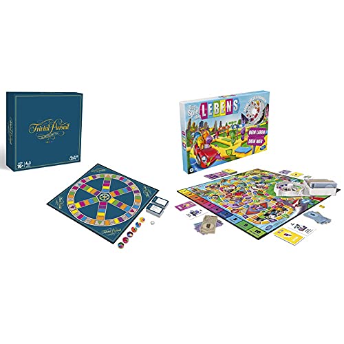 Hasbro C1940100 Trivial Pursuit, Wissensspiel für Erwachsene, Familienspiel & Das Spiel des Lebens, Brettspiel für die ganze Familie für 2 – 4 Spieler, für Kinder ab 8 Jahren, enthält Bunte Stifte von Hasbro