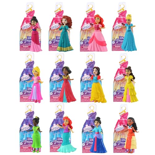 Hasbro Disney Princess Secret Styles bewegliche Puppen-Set, 8,9 cm, 2 x Mulan, 2 x Ariel, Rapunzel, Tiana, Schneewittchen, Jasmin, Moana, Merida, Aschenputtel und Belle, Mehrfarbig von Hasbro