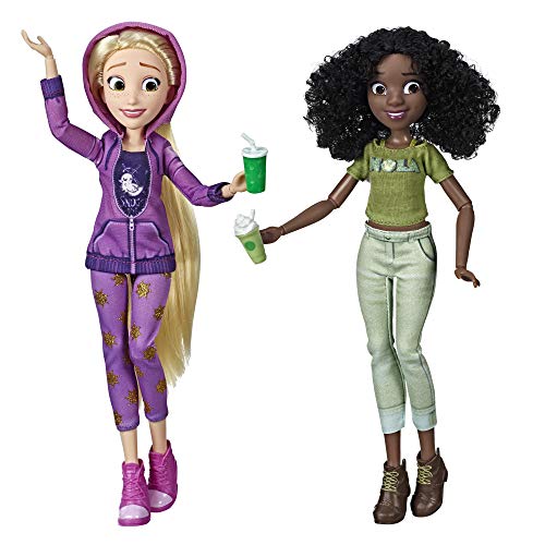 Disney Prinzessinnen Comfy Squad Rapunzel und Tiana, Puppen zum Film Chaos im Netz mit Freizeit-Outfit und Zubehör von Hasbro Disney Prinzessinnen
