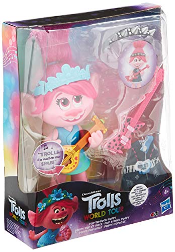 Hasbro DreamWorks Trolls Pop & Rock Poppy, singende Puppe mit 2 verschiedenen Looks und Sounds, singt Trolls, die wollen nur Spaß von Hasbro