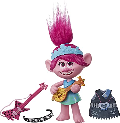 Hasbro DreamWorks Trolls Pop & Rock Poppy, singende Puppe mit 2 verschiedenen Looks und Sounds, singt Trolls, die wollen nur Spaß von Hasbro