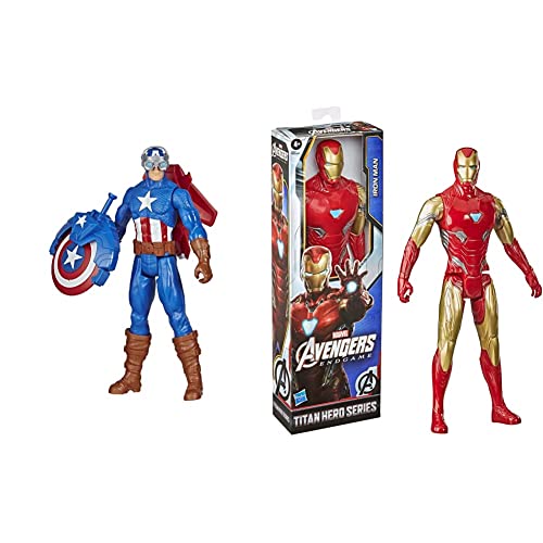Hasbro E7374 Avengers Titan Hero Serie Blast Gear Captain America, 30 cm große Figur & Marvel Avengers Titan Hero Serie Iron Man, 30 cm große Action-Figur, Spielzeug für Kinder ab 4 Jahren von Hasbro