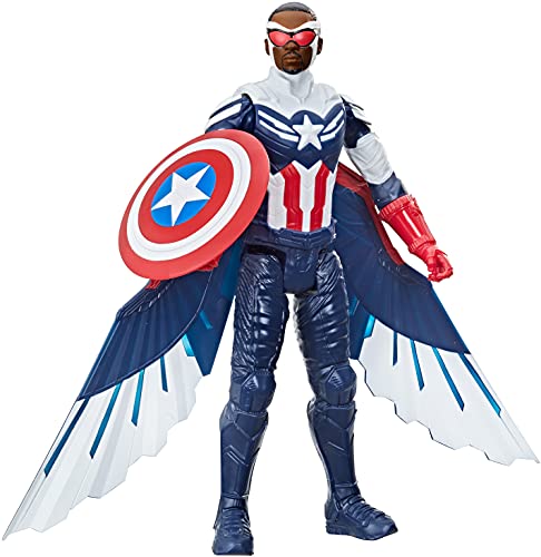 Marvel Studios Avengers Titan Hero Serie Captain America Action-Figur, 30 cm großes Spielzeug, enthält Flügel, für Kinder ab 4 Jahren von Marvel