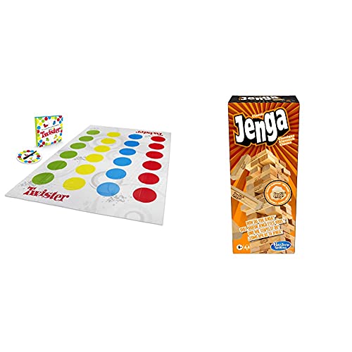 Hasbro Gaming 98831398 Gaming Twister Spiel, Partyspiel für Familien und Kinder, Twister Spiel ab 6 Jahren & A2120EU4 - Jenga Classic, Kinderspiel das die Reaktionsgeschwindigkeit fördert, ab 6 Jahren von Hasbro