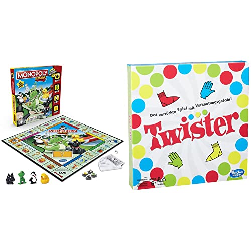 Hasbro Gaming A6984594 Monopoly - Junior, der Klassiker der Brettspiele, ab 5 Jahren & Twister Spiel, Partyspiel für Familien und Kinder, Twister Spiel ab 6 Jahren, Spiel für drinnen und draußen von Hasbro