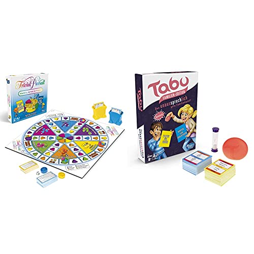 Hasbro Gaming E1921100 - Trivial Pursuit Familien Edition Familienspiel & Tabu Familien Edition, mit Karten für Kinder und Erwachsene, Familienspiel von Hasbro