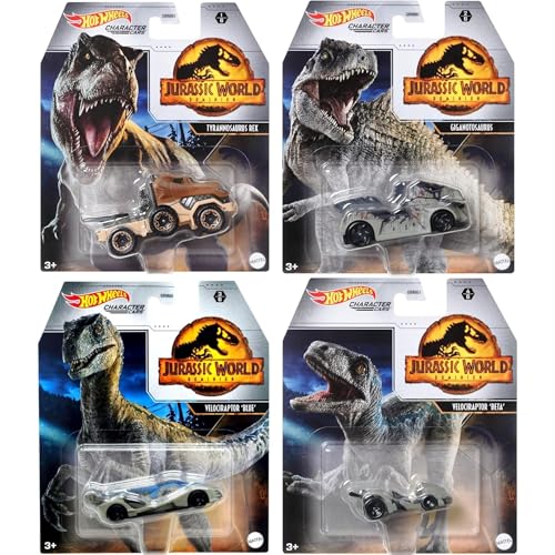 Hasbro Hot Wheels Character Cars Jurassic World Dominion Druckguss-Modellfahrzeuge – 4er-Set von Hasbro