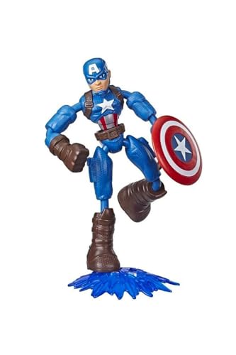 Hasbro Marvel Avengers Bend und Flex Action-Figur, 15 cm große Biegbare Captain America Figur, enthält ein Effekt-Accessoire, für Kinder ab 6 Jahren von Marvel