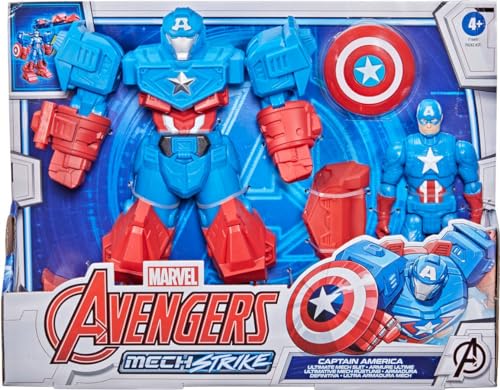 Hasbro Marvel Avengers Mech Strike 20 cm große Action-Figur, Captain America mit ultimativer Mech Rüstung, ab 4 Jahren von Marvel