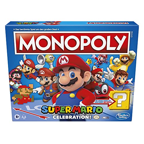 Monopoly E9517100 Super Mario Celebration Brettspiel für Super Mario Fans ab 8 Jahren, mit Soundeffekten aus dem Videospiel, Multi, Standard von Monopoly
