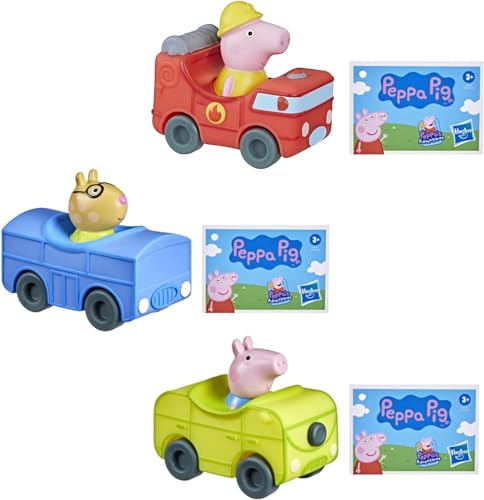 Hasbro Peppa Pig - Little Buggies Character Play Vehicle Sets - Mummy Pig in Fire Engine, George in Yellow Car & Pedro Pony in Blue Car - Set 1 von Hasbro