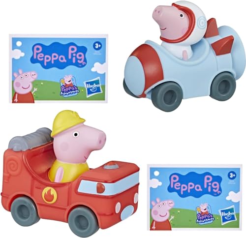 Hasbro Peppa Pig - Little Buggies Character Play Vehicle Sets - Mummy Pig in Fire Engine & Peppa Pig Astronaut - Set 7 von Hasbro