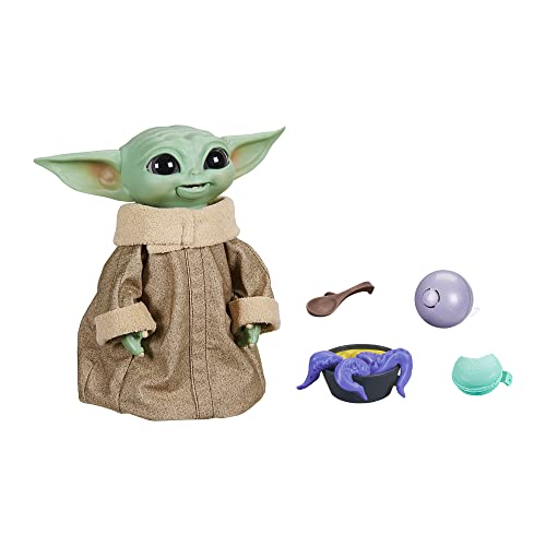 Star Wars Hasbro Galactic Snackin Grogu, Elektronische Figur mit über 40 Sound und Bewegungskombinationen, interaktive Accessoires, Multi, Einheitsgröße, Große: 23,5 cm von Star Wars