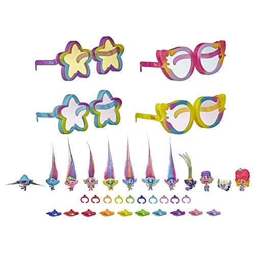 Hasbro Trolls World Tour Tiny Dancers Regenbogen-Edition mit 12 Tiny Dancers, 4 Sonnenbrillen, 10 Ringen, 10 Haarspangen, ab 4 Jahren E88435S1 Mehrfarbig[Exklusiv bei Amazon] von Hasbro