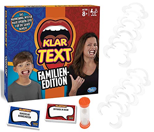 Hasbro C3145100 Klartext Familien-Edition, Partyspiel mit Lachgarantie für Klein und Groß, Ab 8 Jahren, Mit 6 Mundstücken für Kinder und 4 Mundstücken für Erwachsene von Hasbro Gaming