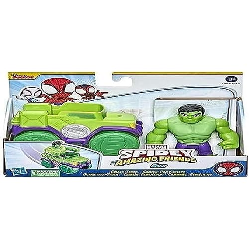 Play-Doh Hasbro Marvel Spidey and His Amazing Friends Hulk Actionfigur und Smash Truck Fahrzeug, Vorschulspielzeug für Kinder ab 3 Jahren, Mehrfarbig (F3989) von Marvel