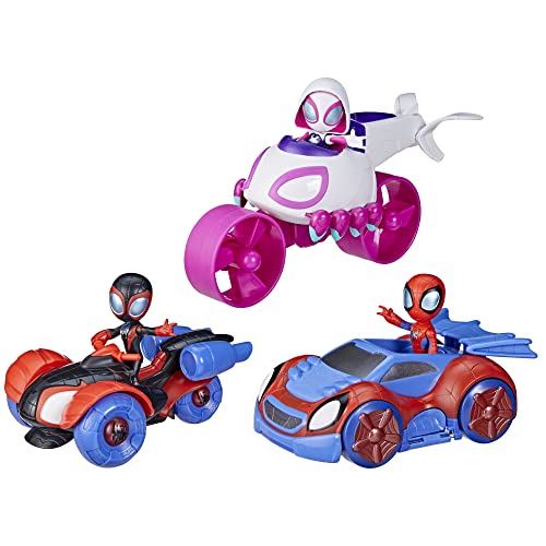 Marvel Spidey and His Amazing Friends Team Spidey Verwandelbare Flitzer, 3 Fahrzeuge und Figuren für Kinder ab 3[Exklusiv bei Amazon] von Marvel