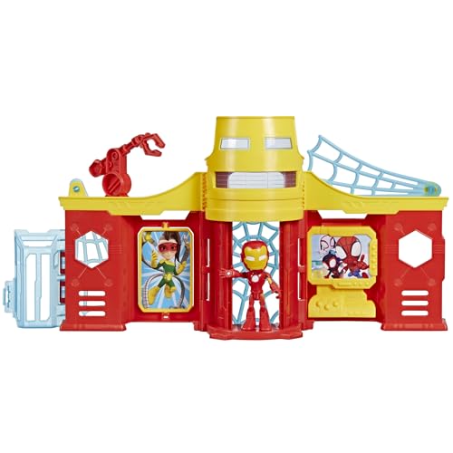 Marvel Spidey und Seine Super-Freunde Iron Mans Turm, Spielset mit Iron Man Action-Figur, Sich öffnendes Spielzeughaus für spannende Interaktionen, für Kinder ab 3 Jahren von SPIDEY AND HIS AMAZING FRIENDS