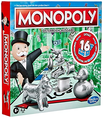 Monopoly, klassisches Brettspiel für die ganze Familie für 2 bis 6 Spieler, für Kinder ab 8 Jahren - österreichische Version von Hasbro Gaming