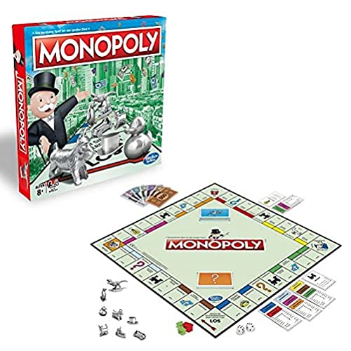 Hasbro Monopoly Classic, Gesellschaftsspiel für Erwachsene & Kinder, Familienspiel, der Klassiker der Brettspiele, Gemeinschaftsspiel für 2-6 Personen, ab 8 Jahren, Deutsche Version von Monopoly