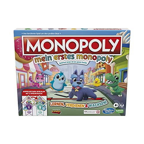 Hasbro Mein erstes Monopoly, Brettspiel für Kinder ab 4 Jahren, doppelseitiger Spielplan, Spielerisch Lernen mit der ganzen Familie von Monopoly
