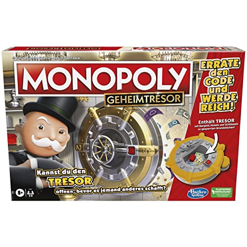 Monopoly Geheimtresor Brettspiel für Kinder ab 8 Jahren, Familienspiel für 2–6 Spieler, enthält Tresor von Hasbro