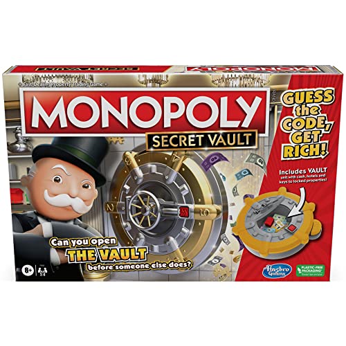 Monopoly Secret Vault Brettspiel für Kinder ab 8 Jahren, Familien-Brettspiel für 2-6 Spieler, inkl. Tresor (englische Version) von Monopoly