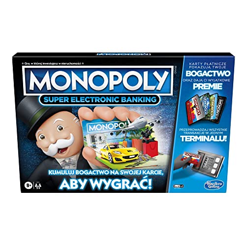 Monopoly Super Electronic Banking-Brettspiel | elektronischer Terminal; wählen Sie Ihre Belohnungen aus; Bargeldfrei; Näherungstechnologie; Altersgruppe: ab 8 Jahren, Sprache: Polnisch von Hasbro