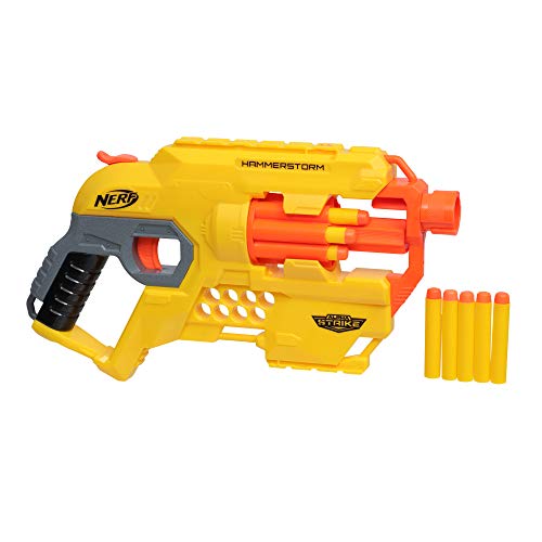 NERF Alpha Strike Hammerstorm Blaster, Hammer-Priming Action, 8-Dart Drum, 8 Darts, Kinder, Jugendliche, Erwachsene von Nerf