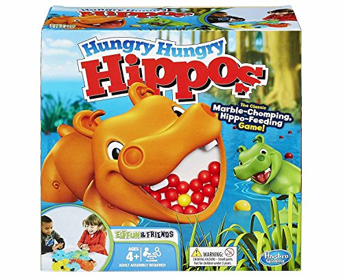 Hasbro Hungry Hungry Hippos Marble Board Game für Kinder mit 4 Spielern, Brettspiel, Spielsteine, Spielregel von Hasbro
