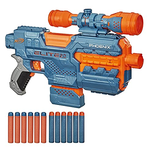 Elite 2 Phoenix CS-6 motorisierter Blaster, 12 Nerf Darts, 6-Dart Clip-Magazin, Fernrohr, Tactical Rails, Befestigungspunkte, 4AA Batterien von NERF