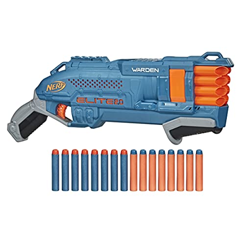 Nerf Elite 2.0 Warden DB-8 Blaster, 16 Nerf Darts, 2 Darts gleichzeitig abfeuern, Tactical Rail Steckschiene zum Anpassen, Schnellfeuer, frustfreie Verpackung von NERF