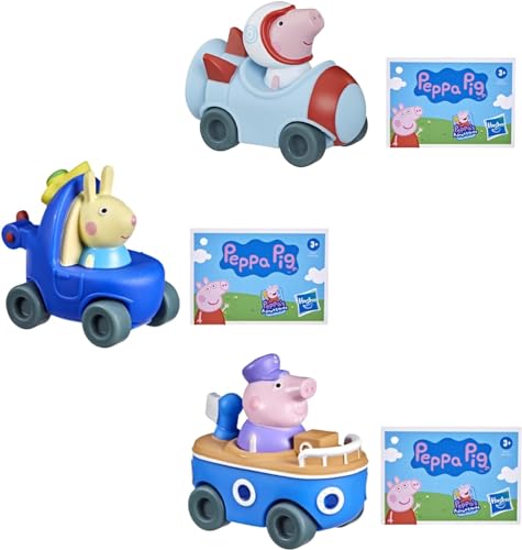 Hasbro Peppa Pig - Little Buggies Character Play Vehicle Sets - Peppa Pig Astronaut, Rebecca Rabbit in Helicopter & Daddy Pig in Boat - Set 2 von Hasbro