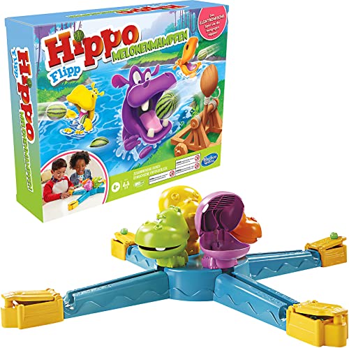 Play-Doh Hasbro E9707800 Hippo Flipp Melonenmampfen Spiel für Kinder ab 4 Jahren, elektronisches Vorschulspiel für 2 – 4 Spieler von Hasbro