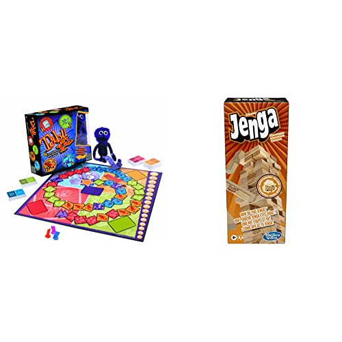 Tabu XXL, Party-Edition des beliebten Spieleklassikers, ab 12 Jahren geeignet & Jenga Classic, Kinderspiel das die Reaktionsgeschwindigkeit fördert, ab 6 Jahren, Braun, 26 x 7,5 x 7,5 cm von Hasbro