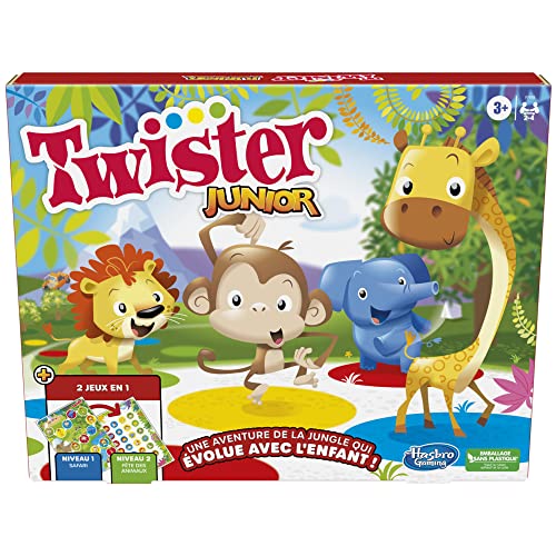 Twister Junior, wendbare Matte, Dschungel-Abenteuer, 2 Spiele in 1, Indoor-Gruppenspiel für 2 bis 4 Spieler von Hasbro Gaming
