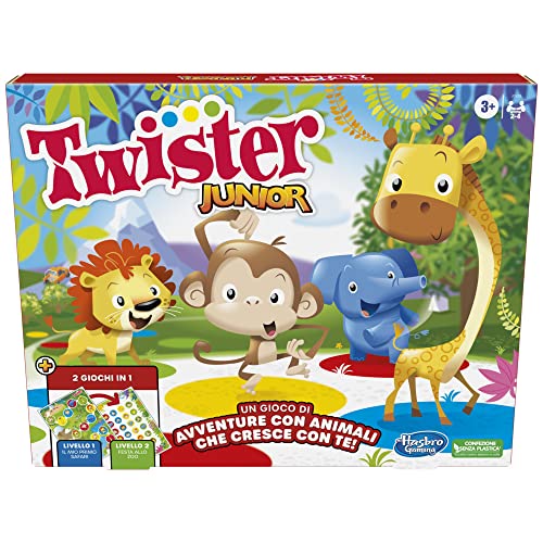 Twister Junior Hasbro Gaming Box Doppelseitige Spielmatte 2 in 1 Spiele Partyspiel für Jungen und Mädchen von Hasbro