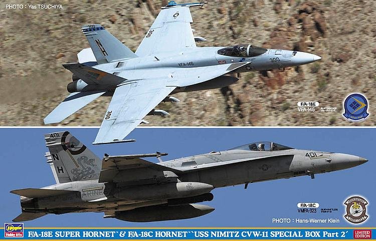F/A 18 E Super Hornet & F/A 18C Hornet, USS Nimitz, 2 Bausätze F/A 18 E Super Hornet & F/A 18C Hornet, USS Nimitz, 2 Bausätze von Hasegawa