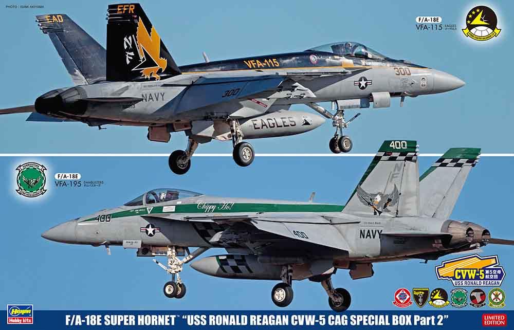 FA18E Super Hornet USS Ronald Reagen, 2Kits FA18E Super Hornet USS Ronald Reagen, 2Kits von Hasegawa