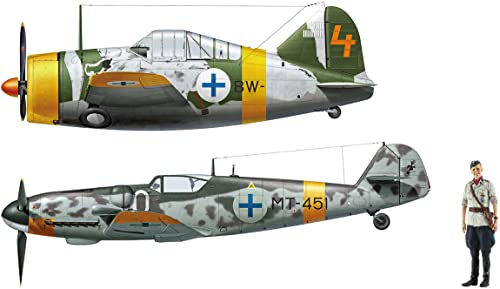 Hasegawa 2439 1/72 B-239 Bufallo & Messerschmitt Bf109G-6, Juutilaine 02439 Modellbausatz, Mehrfarbig von ハセガワ