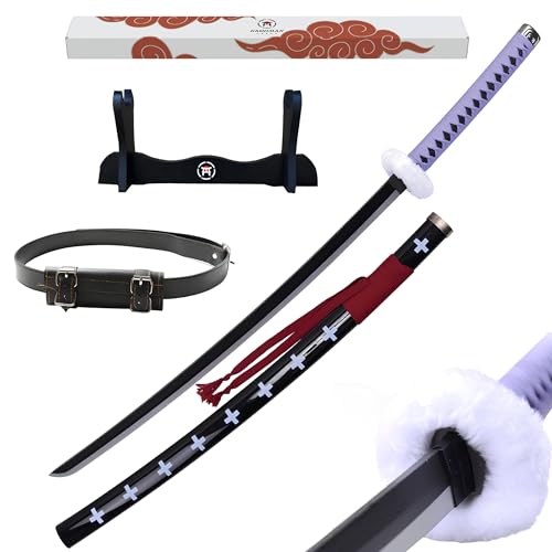 Hashiman – Katana One Piece – Manga Schwert + Schwerthalter Holz + Gürtel – Samurai Catana Cosplay Anime - Holzschwert Kinder Erwachsene – Ninja Deko Kostüm Säbels (Trafalgar Law) von Hashiman