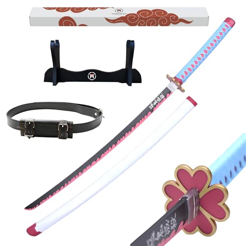 Hashiman – Demon Katana Demon – Manga Schwert + Schwerthalter Holz + Gürtel – Samurai Catana Cosplay Anime - Holzschwert Kinder Erwachsene – Ninja Deko Kostüm Säbels (Mitsuri Kanroji) von Hashiman