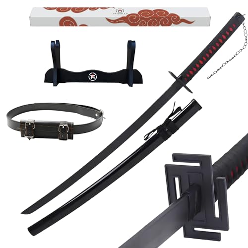 Hashiman Katana Bleach – Manga Schwert + Schwerthalter Holz + Gürtel – Samurai Catana Cosplay Anime - Holzschwert Kinder Erwachsene – Ninja Deko Kostüm Säbels (Ichigo Kurosaki V1) Hashiman Katana Bleach – Manga Schwert + Schwerthalter Holz + Gürtel – Samurai Catana Cosplay Anime - Holzschwert Kinder Erwachsene – Ninja Deko Kostüm Säbels (Ichigo Kurosaki V1) von Hashiman