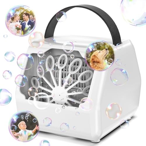 Seifenblasenmaschine Bubble Machine Blasenmacher 16000+ /Min,HassoKon Seifenblasen Blasenmaschine Elektrisches Blasenspielzeug für Kinder/Hochzeit/Geburtstag/Festival Party (Weiß) von HassoKon