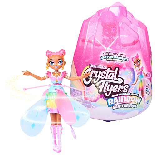 Crystal Flyers Rainbow Glitter - Fliegende Schimmernde Feen-Puppe, mit den Händen steuerbar, für Kinder ab 6 Jahren von HATCHIMALS