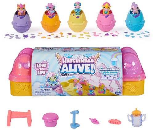 Hatchimals Alive Eierkarton Spielset - mit 5 selbstschlüpfenden Eiern, insgesamt 6 niedlichen Tierfiguren sowie 11 Accessoires für fantasievollen Spielspaß, für Kinder ab 3 Jahren Hatchimals Alive Eierkarton Spielset - mit 5 selbstschlüpfenden Eiern, insgesamt 6 niedlichen Tierfiguren sowie 11 Accessoires für fantasievollen Spielspaß, für Kinder ab 3 Jahren von Hatchimals