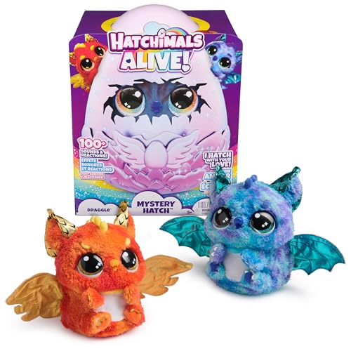 Hatchimals Alive Mystery Ei Draggle - magisches selbstschlüpfendes Ei ca. 25 cm groß mit interaktivem Überraschungs-Plüschtier, für Kinder ab 5 Jahren von Hatchimals
