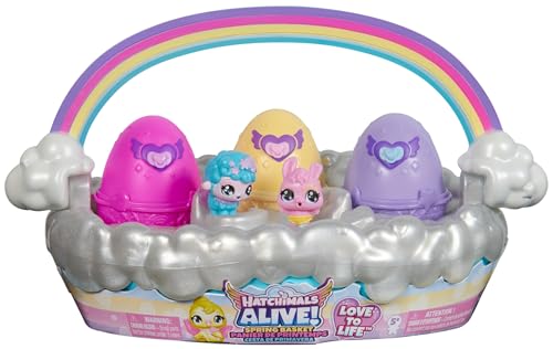 Hatchimals Alive Frühlingskörbchen - mit 3 selbstschlüpfenden Eiern und insgesamt 6 Tierchen für fantasievollen Spielspaß, Ostergeschenk für Kinder ab 3 Jahren von Hatchimals