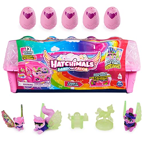Hatchimals Rainbowcation Eierkarton mit Wolf-Familie, Spielset mit 10 CollEGGtibles-Figuren und 2 Zubehörteilen, Kinderspielzeug für Mädchen ab 5 Jahren von Hatchimals