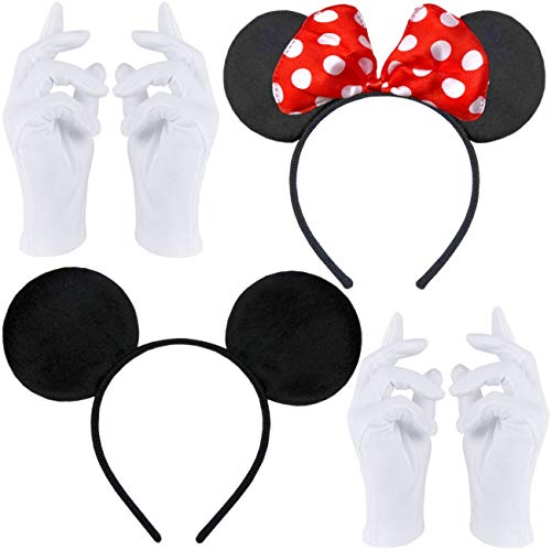 Doppelpack mit 2x Maus Ohren Haarreif + 2 paar Handschuhe | Kostüm Set für Erwachsene & Damen - Kinder & Mädchen | Accessoire zu Karneval & Fasching von Hatstar